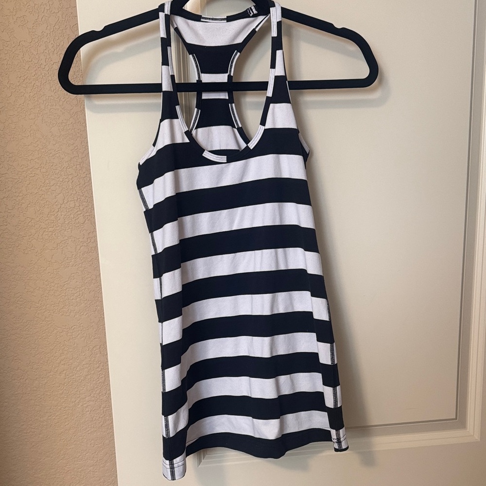 lululemon athletica Black and White Striped Tank Top